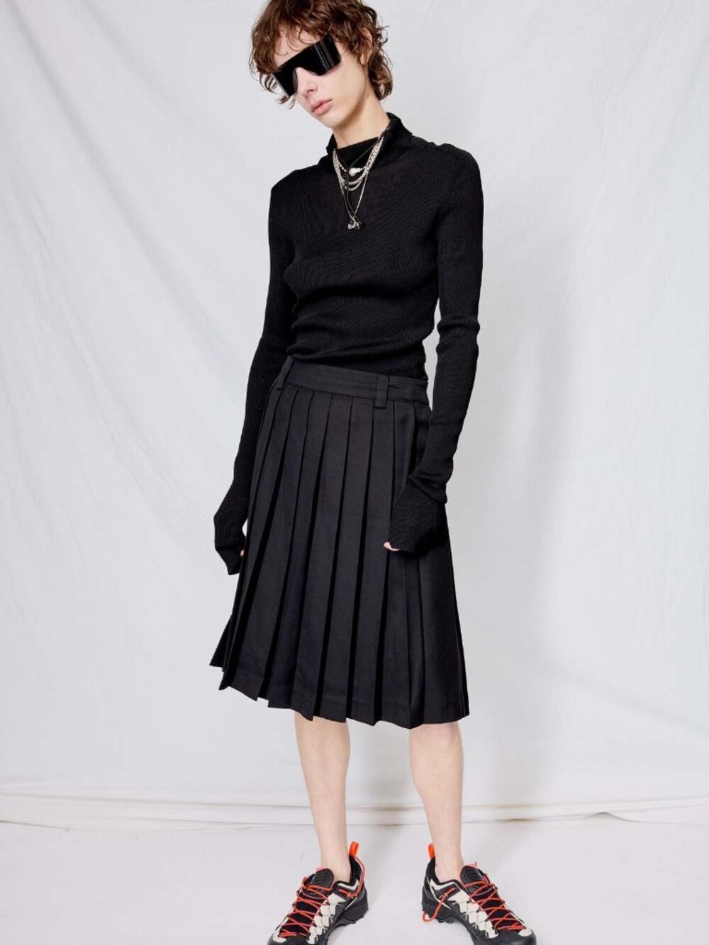 Dunst Midi Pleats Skirt Black Sz Large